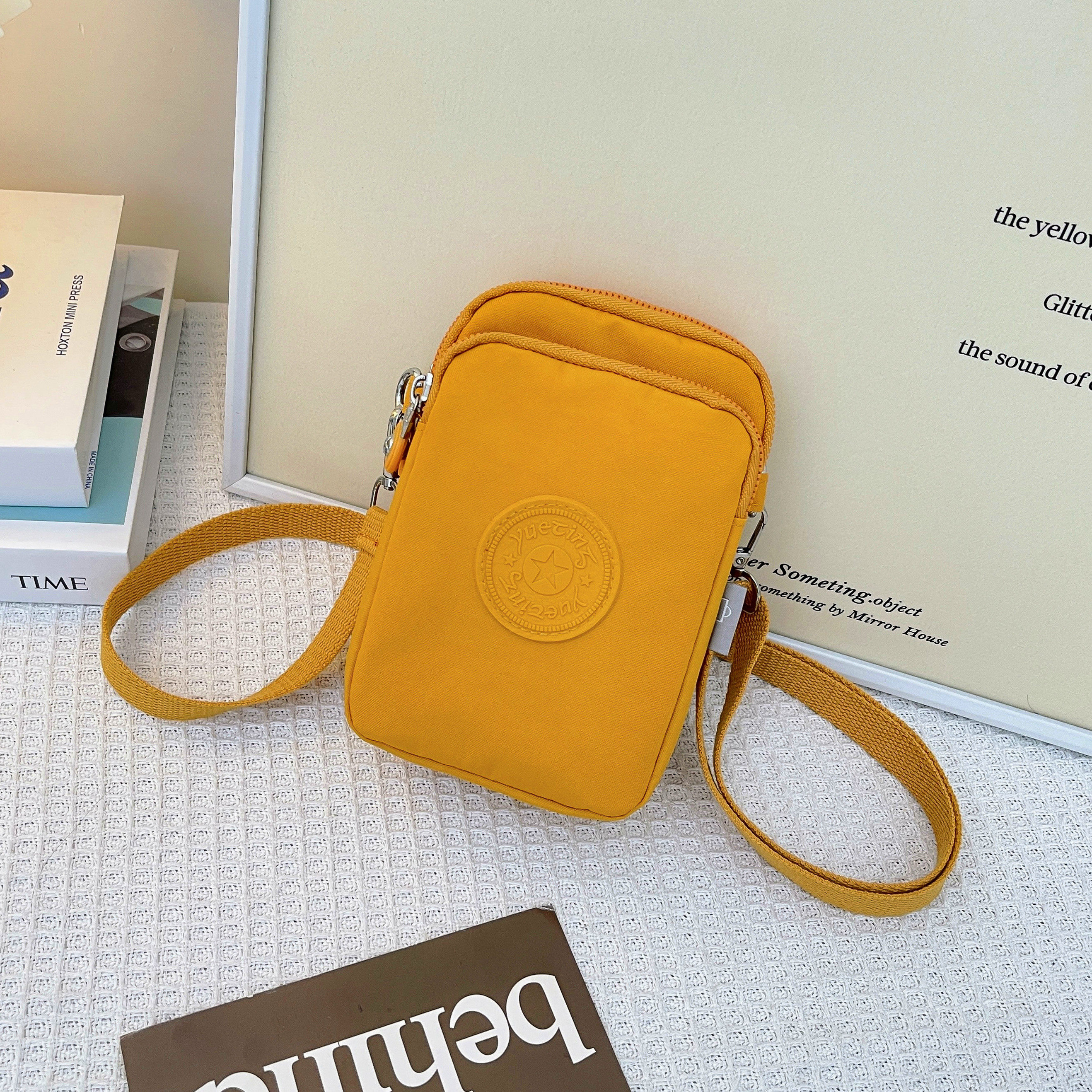 可放装手机包女斜挎百搭竖款简约小挎包日系牛津布钥匙零钱小包包