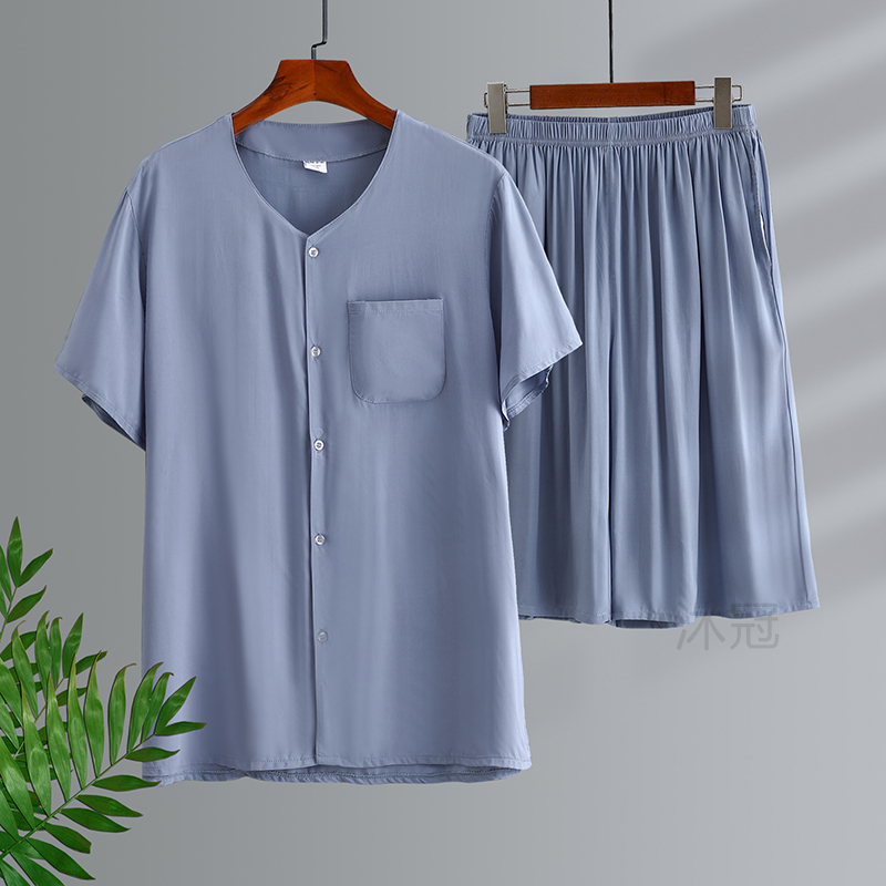 中老年人造棉睡衣套装薄款开衫