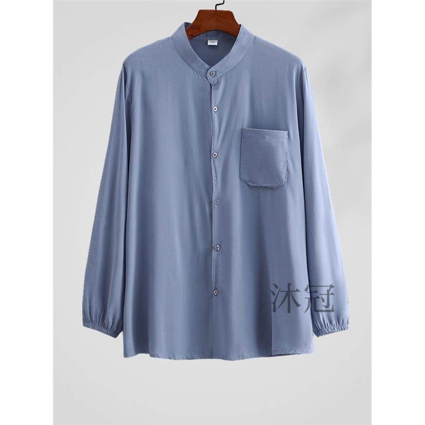 中老年男长袖棉绸衬衫舒服薄爸爸装人造棉立领衬衣爷爷开衫空调服,男装,中老年上装,淘宝优惠券,粉丝福利购,淘宝优惠卷