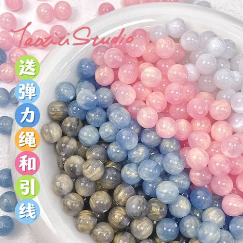10mm树脂鎏金油画珠圆珠