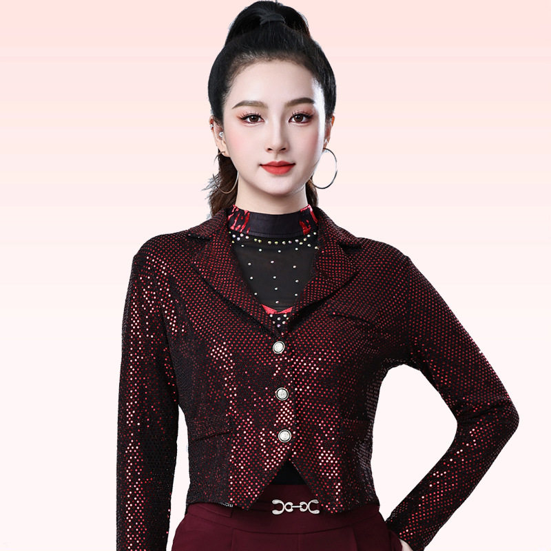 时尚显瘦女短款长袖广场舞西服