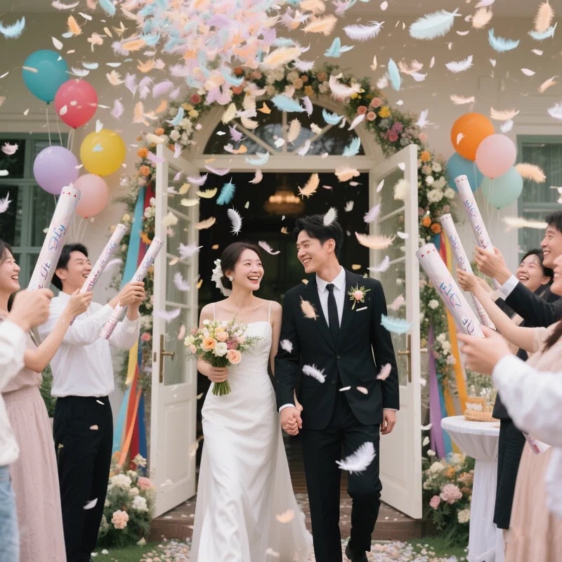 网红羽毛礼炮加量填充礼花炮手持