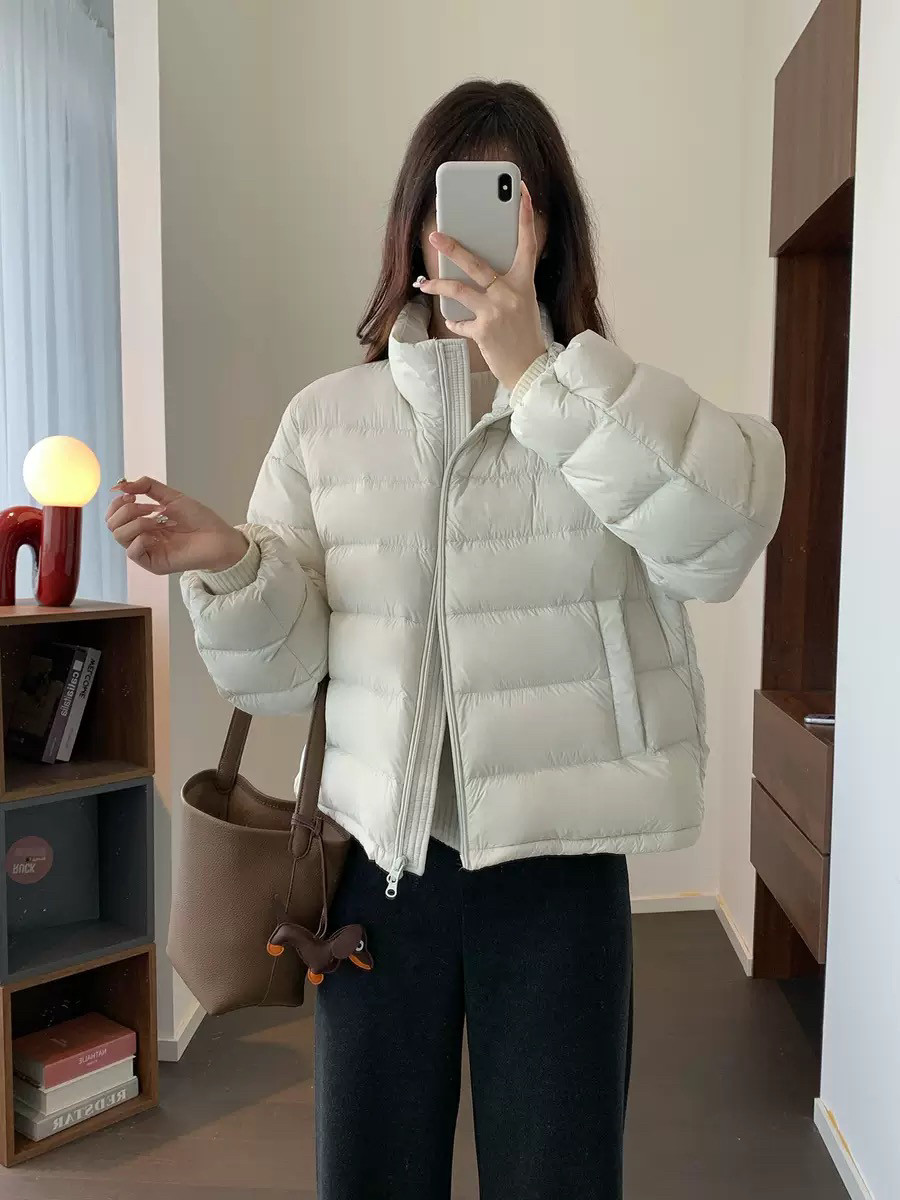 爆款立领排骨羽绒服女2025冬季时尚气质保暖白鸭绒短款小个子外套