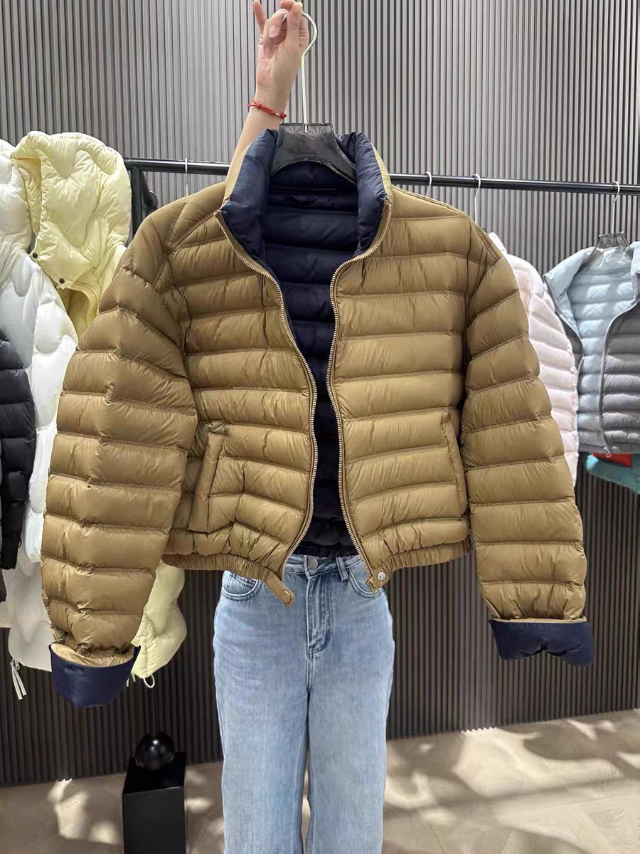 排骨羽绒服女短款2025冬季新款韩系撞色立领90白鸭绒小个子厚外套