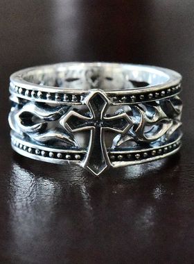 男士复古款镂空唐草925朋克泰银