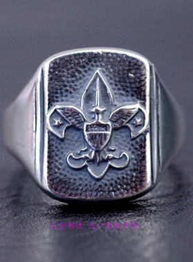 *泰国进口，复古锚花图案泰银戒指尾戒