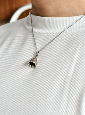 镶钻花朵铃铛纯银复古吊坠