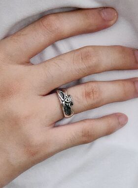 进口男女款925纯银朋克骷髅戒指