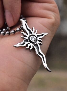 进口男女925纯银太阳十字吊坠