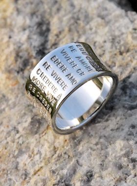 进口中性款925纯银简约书页戒指