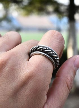 清迈手工男女款925纯银螺旋戒指