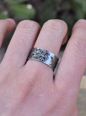 进口男士925纯银复古十字架戒指