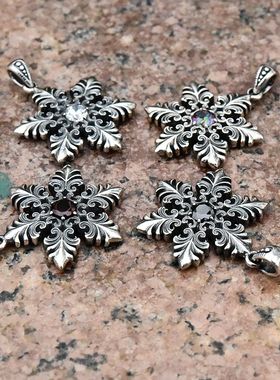 水晶石雪花泰银吊坠纯银项链挂件