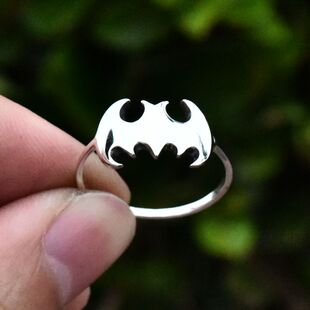男女士小众简约款福气满满小蝙蝠泰银戒指925纯银朋克尾戒小指戒