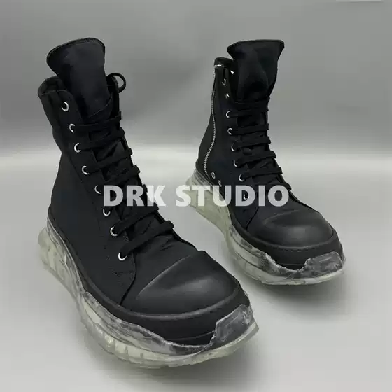 New 20Ss Thick-Soled High-Top and Low-Top Tpu Double-Layer Transparent Sole Shoes, Unisex, Dark Style