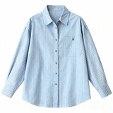 可风各衬衫510530P63K100.8蓝条纹衬衫女长袖2，女装衬衫，可风各