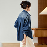 可风各牛仔衬衫58108P90K144复古牛仔衬衫外套女，女装衬衫，可风各