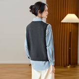 可风各针织马甲510041P69K110.4羊毛圆领提花针织衫毛衣，女装马甲，可风各