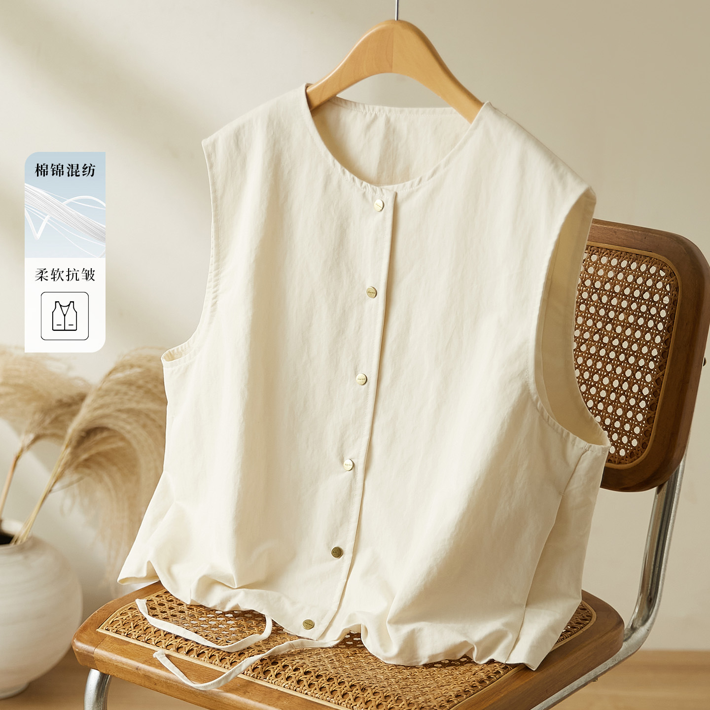 可风各马甲58004P105K168纯色无袖马甲坎肩秋季，女装马甲，可风各