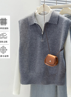 可风各针织马甲510027P54K86.4POLO半拉链针织马甲女