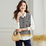 可风各马甲59054P105K168立体刺绣设计感马甲，女装马甲，可风各