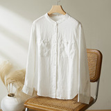 可风各汉麻衬衫58071P159K254.4汉麻长袖衬衫女装，女装衬衫，可风各