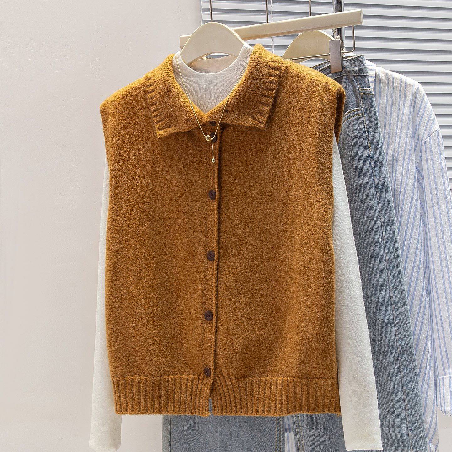 可风各针织马甲510020P54K86.4慵懒风针织马甲女