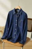 可风各长袖衬衫57068P85K136纯棉牛仔长袖衬衫，女装衬衫，可风各