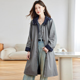 棉茧撞色连帽两面穿风衣外套女2025秋季新款简约百搭设计感上衣，女装风衣，可风各