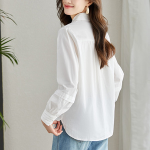 新款設(shè)計感小眾氣質(zhì)白色襯衫女長袖顯瘦百搭上衣圖片