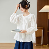 可风各长袖衬衫52181P73K116.8纯棉刺绣上衣宽松休闲衬衣，女装衬衫，可风各