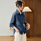可风各牛仔衬衫58108P90K144复古牛仔衬衫外套女，女装衬衫，可风各