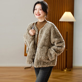 可风各短外套510012P149K238.4羊羔毛圆领外套，女装短外套，可风各