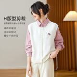 棉茧卡通小狗提花洋气叠穿无袖马甲秋季韩系简约百搭针织衫坎肩，女装马甲，可风各