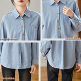 可风各衬衫510530P63K100.8蓝条纹衬衫女长袖2，女装衬衫，可风各