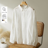 可风各苎麻衬衫58072P149K238.4苎麻匹布刺绣衬衫长袖女，女装衬衫，可风各