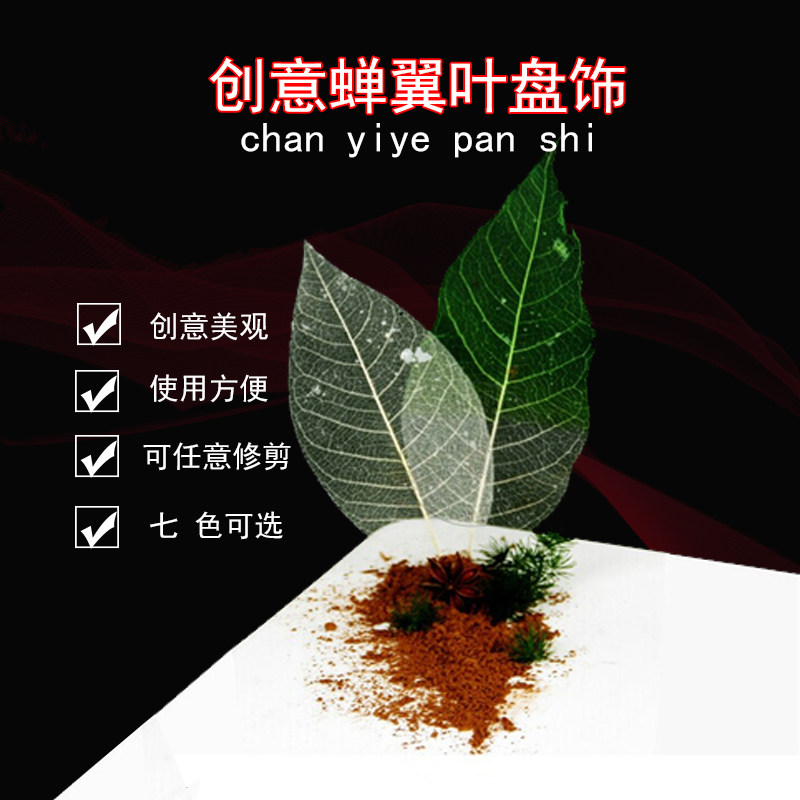 亚马逊盘饰蝉翼叶凉菜盘头点缀酒店菜品围边装饰配件树叶先锋