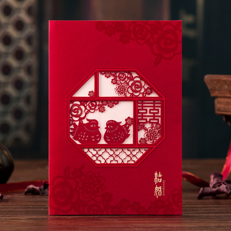 结婚打印请帖中国风喜帖请柬创意2025新品款婚礼红色烫金中式定制