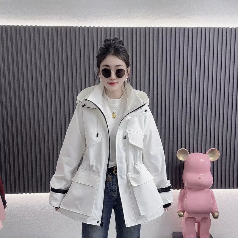 户外简约冲锋衣女立领口袋休闲