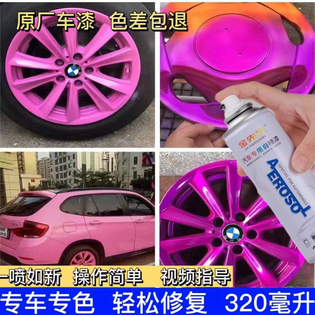 粉色自喷漆公主粉喷漆自行电动车摩托汽车漆轮毂改色防锈手摇喷漆