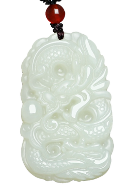 天然挂件游龙戏珠男女款玉项链