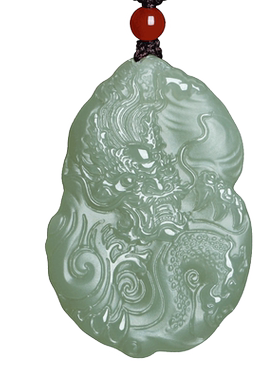 天然新疆和田玉龙吊坠青玉祥龙献瑞挂件男女款玉饰品玉佩项坠玉器