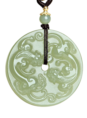 和田玉双面貔貅平安扣玉吊坠挂件