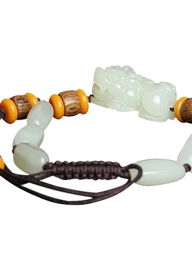 天然招财貔貅手链皮丘新疆和田玉