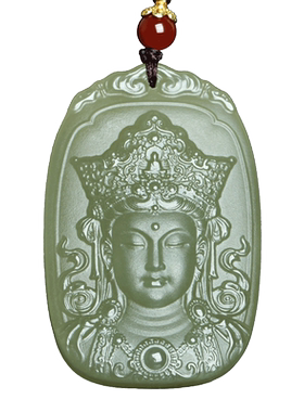 和田玉观音菩萨吊坠挂件玉石项链