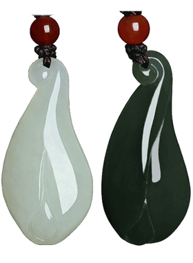 天然新疆和田玉兰花吊坠白玉青玉玉兰花毛衣链女士款玉石饰品玉佩