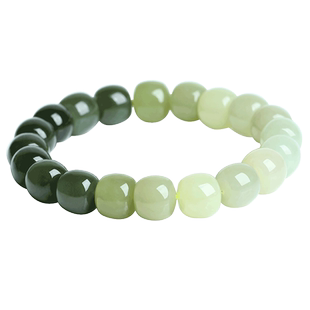 天然和田玉青白玉苹果珠手链手串男女款饰品单珠9*10mm20颗珠子