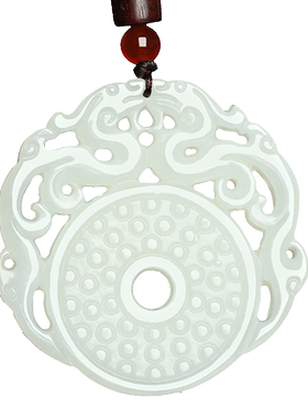 新疆和田玉平安双面仿古龙吊坠