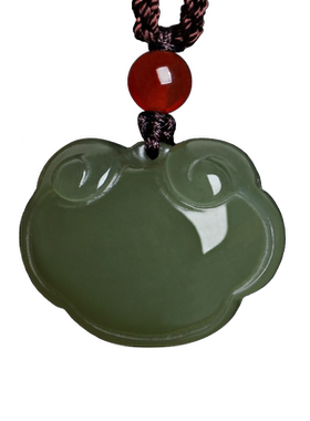 新疆和田玉男女款饰品长命富贵锁