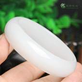 天然正品 羊脂级白玉金丝玉手镯宽少女玉镯子 新疆和田产玉手镯女款